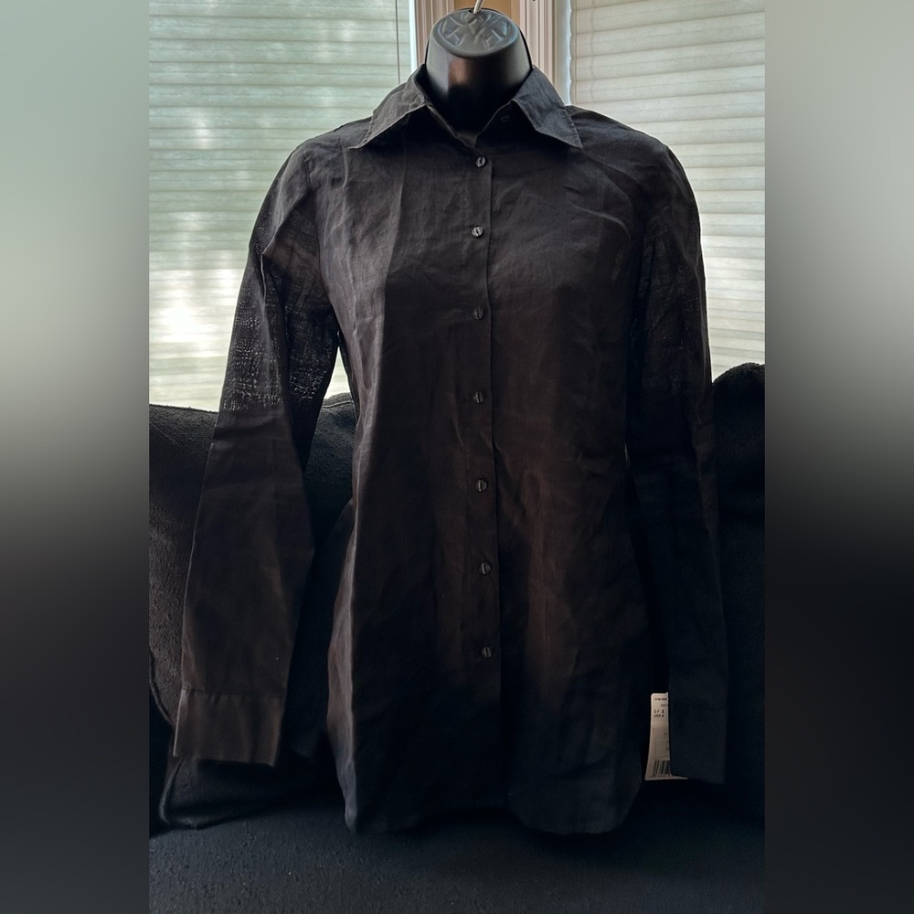 Mango black button-down shirt